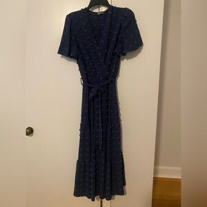 Navy Swiss Dot Midi Dress
